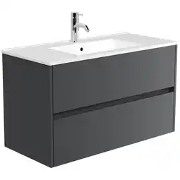 Netto Marken-Discount Badmöbel Limes & Waschtisch 100 cm 2 Greifraum SoftClose Auszüge Grafit Angebot