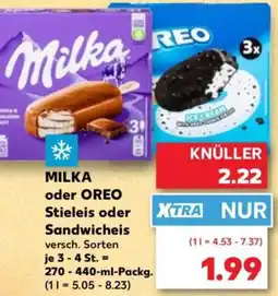 Kaufland MILKA oder OREO Stieleis oder Sandwicheis Angebot