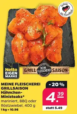 Netto MEINE FLEISCHEREI GRILLSAISON Hähnchen-Ministeaks Angebot