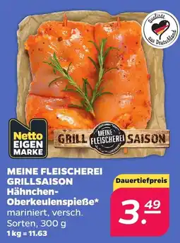 Netto MEINE FLEISCHEREI GRILLSAISON Hähnchen-Oberkeulenspieße Angebot