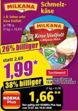 Norma MILKANA Schmelzkäse Angebot