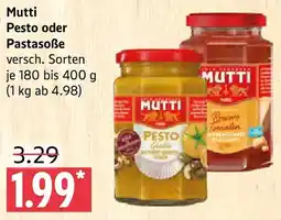 Marktkauf Mutti Pesto oder Pastasoße Angebot