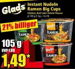 Norma Glads Instant Nudeln Ramen Big Cups Angebot