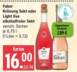 Marktkauf Faber Krönung Sekt oder Light live alkoholfreier Sekt Angebot