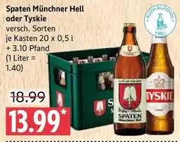 Marktkauf Spaten Münchner Hell oder Tyskie Angebot