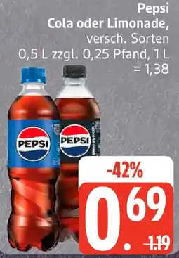 Edeka Pepsi Cola oder Limonade Angebot
