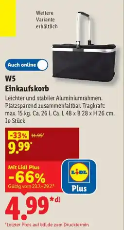 Lidl W5 Einkaufskorb Angebot
