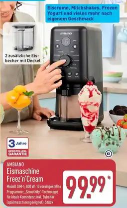 Aldi Nord AMBIANO Eismaschine Freez'n'Cream Angebot
