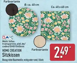Aldi Nord HOME CREATION Sitzkissen Angebot