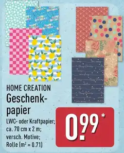 Aldi Nord HOME CREATION Geschenkpapier Angebot