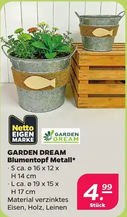 Netto GARDEN DREAM Blumentopf Metall Angebot