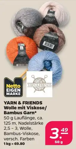Netto YARN & FRIENDS Wolle mit Viskose/Bambus Garn Angebot