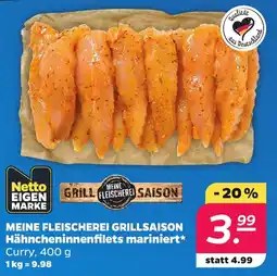 Netto MEINE FLEISCHEREI GRILLSAISON Hähncheninnenfilets mariniert Angebot