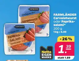 Netto FARMLÄNDER Cervelatwurst oder Paprikasalami Angebot
