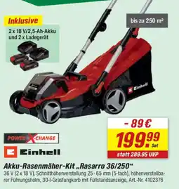 toom Baumarkt Einhell Akku-Rasenmäher-Kit ,,Rasarro 36/250" Angebot