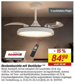 toom Baumarkt Deckenleuchte mit Ventilator Angebot