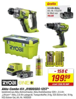 toom Baumarkt RYOBI ONE+ Akku-Combo-Kit ,,R18DDSDS-125T" Angebot