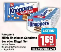 HIT Knoppers Milch-Haselnuss Schnitten 8er oder Riegel 5er Angebot