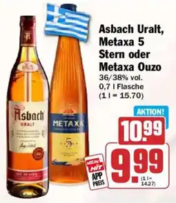 HIT Asbach Uralt, Metaxa 5 Stern oder Metaxa Ouzo Angebot