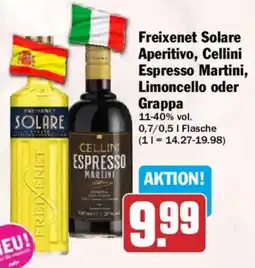 HIT Freixenet Solare Aperitivo, Cellini Espresso Martini, Limoncello oder Grappa Angebot