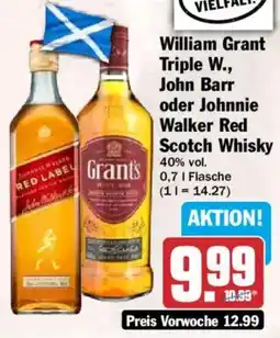HIT William Grant Triple W., John Barr oder Johnnie Walker Red Scotch Whisky Angebot