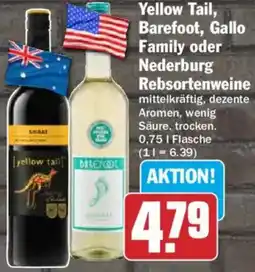 HIT Yellow Tail, Barefoot, Gallo Family oder Nederburg Rebsortenweine Angebot