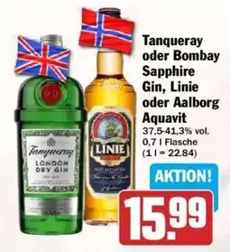 HIT Tanqueray oder Bombay Sapphire Gin, Linie oder Aalborg Aquavit Angebot