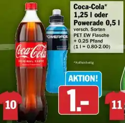 HIT Coca-Cola 1,25 l oder Powerade 0,5 l Angebot