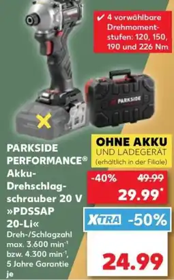 Kaufland PARKSIDE PERFORMANCE Akku Drehschlagschrauber 20 V PDSSAP 20-Li Angebot