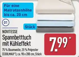Aldi Nord NOVITESSE Spannbetttuch mit Kühleffekt Angebot