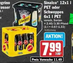 HIT Sinalco 12x1 l PET oder Schweppes 6 x 1 l Angebot