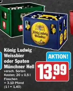 HIT König Ludwig Weissbier oder Spaten Münchner Hell Angebot
