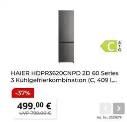 MediaMarkt HAIER HDPR3620CNPD 2D 60 Series 3 Kühlgefrierkombination Angebot