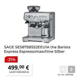 MediaMarkt SAGE SES875BSS2EEU1A the Barista Express Espressomaschine Silber Angebot