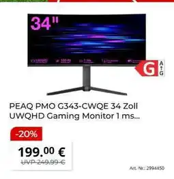 MediaMarkt PEAQ PMO G343-CWQE 34 Zoll UWQHD Gaming Monitor 1 ms Angebot