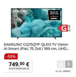 MediaMarkt SAMSUNG GQ75Q7F QLED TV Vision AI Smart (Flat, 75 Zoll / 189 cm, UHD Angebot