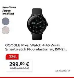 MediaMarkt GOOGLE Pixel Watch 4 45 Wi-Fi Smartwatch Fluorelastomer, 150-21 Angebot