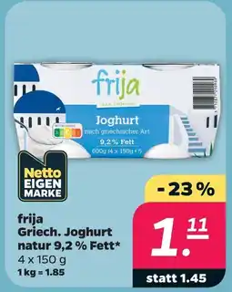 Netto Frija griech. joghurt natur 9,2 % fett Angebot