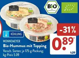 Aldi Süd Wonnemeyer bio-hummus mit topping Angebot