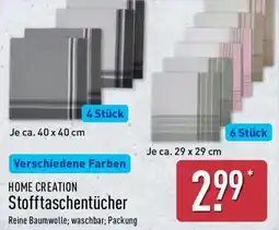 Aldi Nord HOME CREATION Stofftaschentücher Angebot
