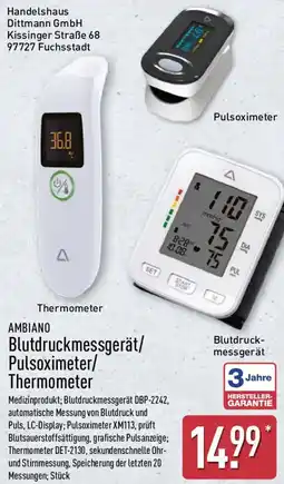 Aldi Nord AMBIANO Blutdruckmessgerät/ Pulsoximeter/ Thermometer Angebot