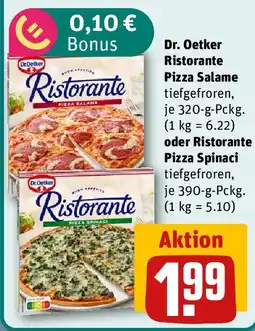 REWE Dr. Oetker Ristorante Pizza Salame oder Ristorante Pizza Spinaci Angebot