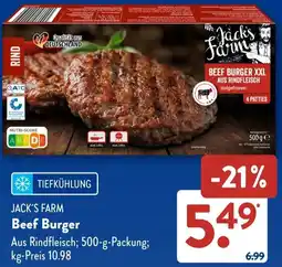 Aldi Süd JACK'S FARM Beef Burger Angebot