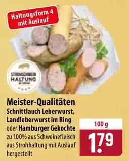 Famila Nord Ost Meister-Qualitäten Schnittlauch Leberwurst, Landleberwurst im Ring oder Hamburger Gekochte Angebot