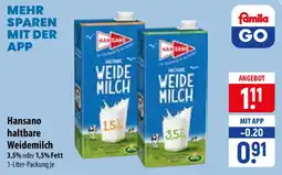 Famila Nord Ost Hansano haltbare Weidemilch Angebot