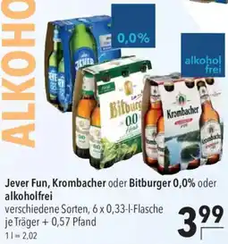 CITTI Markt Jever Fun, Krombacher oder Bitburger 0,0% oder alkoholfrei Angebot