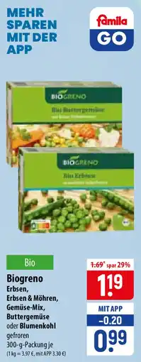 Famila Nord Ost Biogreno Erbsen, Erbsen & Möhren, Gemüse-Mix, Buttergemüse oder Blumenkohl Angebot