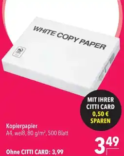 CITTI Markt WHITE COPY PAPER Kopierpapier Angebot