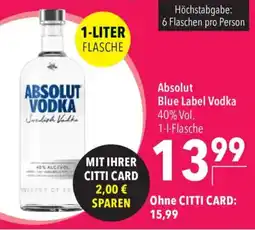 CITTI Markt Absolut Blue Label Vodka Angebot