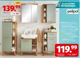 Segmüller Badmöbel „961“ in Sollini Nachbildung und Absetzungen in Riviera Eiche quer Nachbildung Angebot